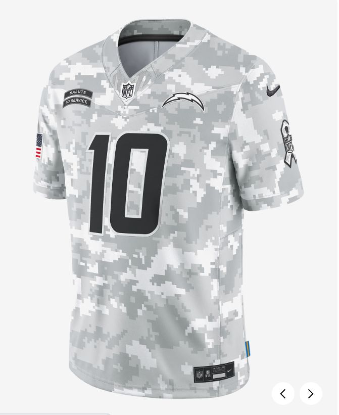 Men Los Angeles Chargers 10 Justin Herbert Salute to Service 2024 NFL Nike jersey
